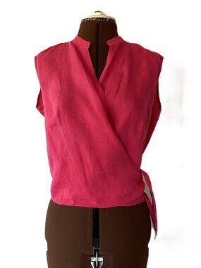 MaxMara Fuchsia Linen Wrap Sleeveless Top